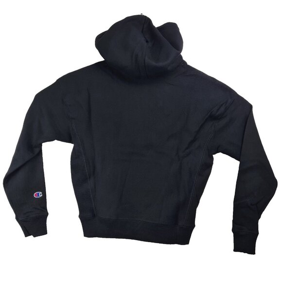 Champion Women Reverse Weave Fleece Pullover Black Hoodie - Picture 11 of 12